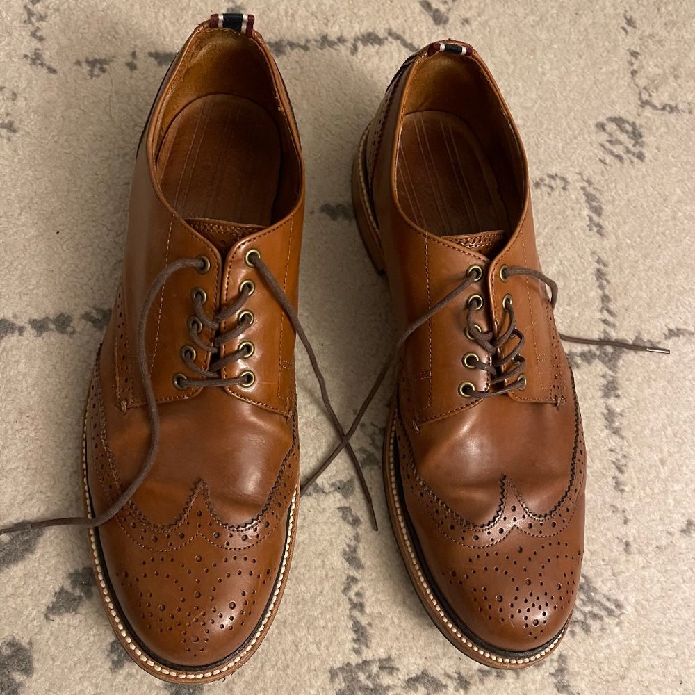 Men's J.Crew Oar Stripe shortwing derbys | BURNISHED SIENNA | Size 11.5